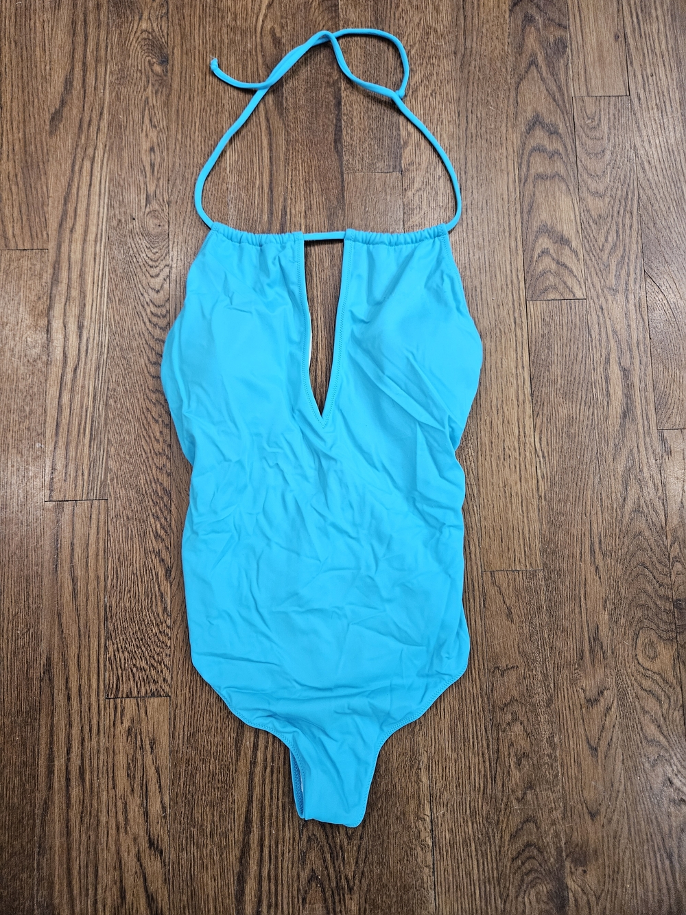 PINK Victoria's Secret Aqua Blue Halter One-Piece Swimsuit